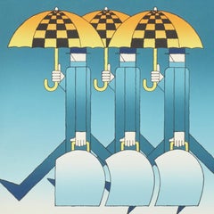 Michel Granger Galerie Marquet Paris Poster serigrafico di tre figure, anni '70 circa