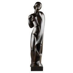 Michel Guyot : "Vénus en feuille", sculpture en bronze patiné original 1/8,c. 1980