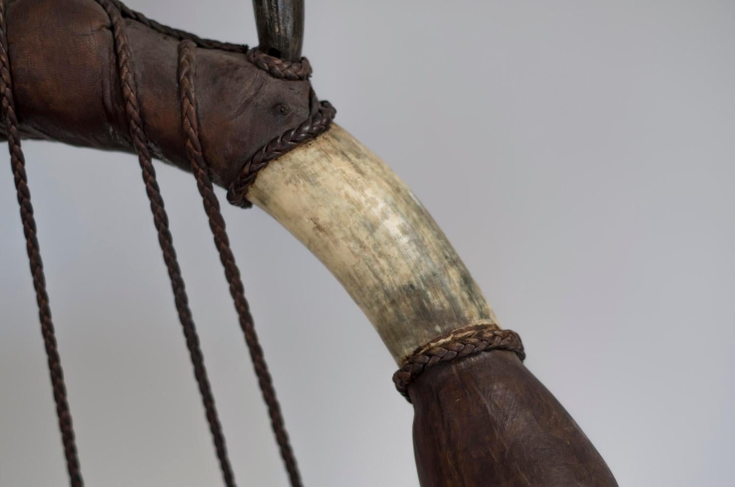 Michel Haillard, Pair of Buffalo Horn and Leather Armchair, circa 1980 3