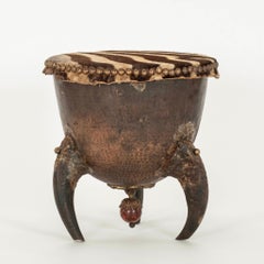 Michel Haillard Zebra Hide Horn Occasional Drum Table