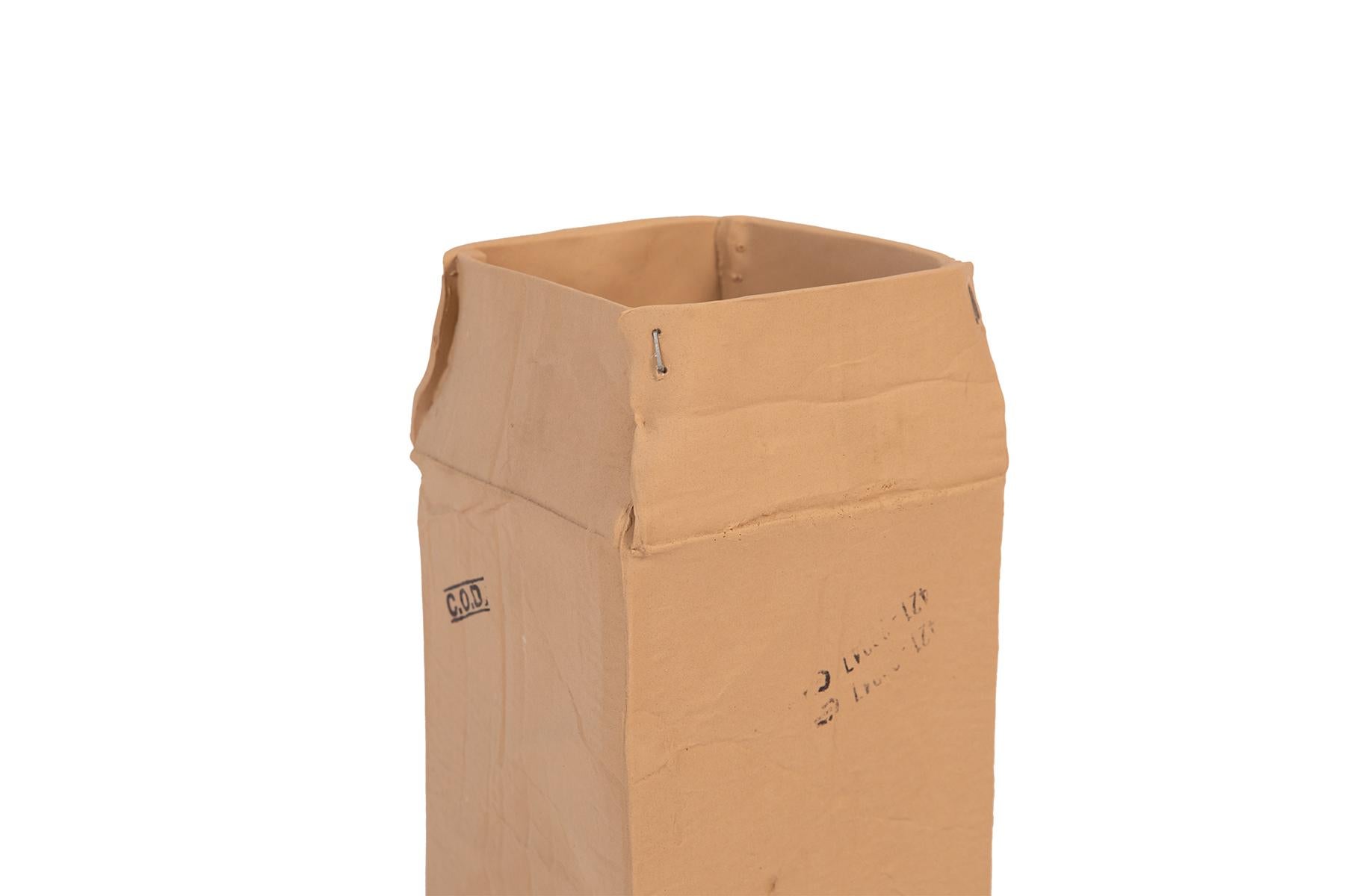 Post-Modern Ceramic Lamp Disguised as Cardboard Box by Michel Harvey For Sale