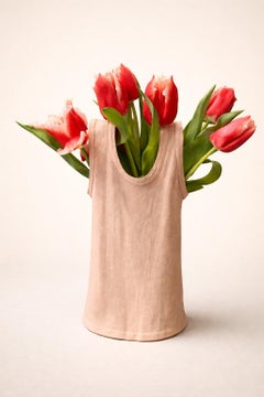 Michel Harvey Pink Trompe-l’Oeil Ceramic Tank Top Vase Sculpture, Canada, 1980s