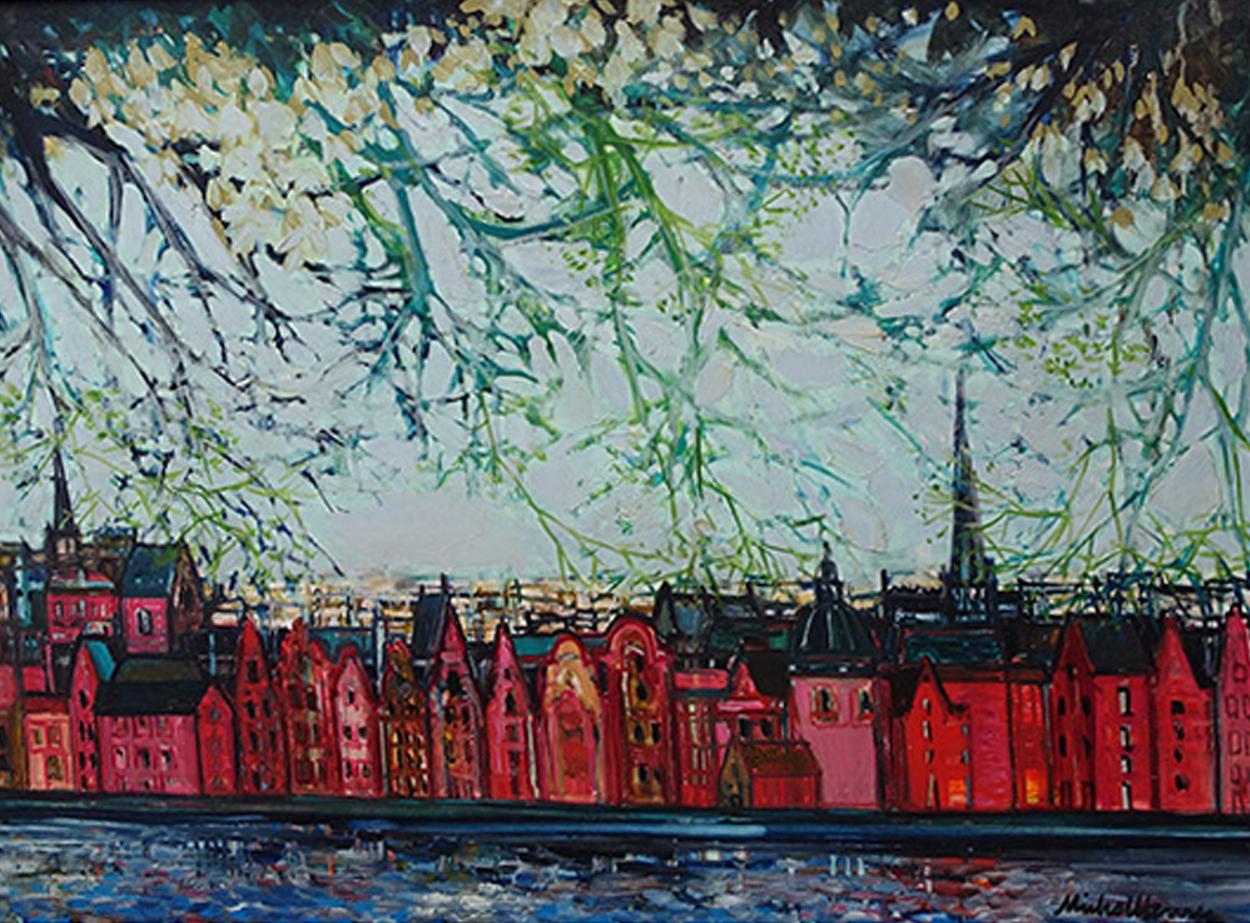 Michel Henry, French Artist (1928 - 2016), Amsterdam - Oil on canvas, Signed lower right.

A beautiful depiction of a View of Amsterdam - using a bright palette painted in the artists typical bold style, with a canal to the foreground in vibrant
