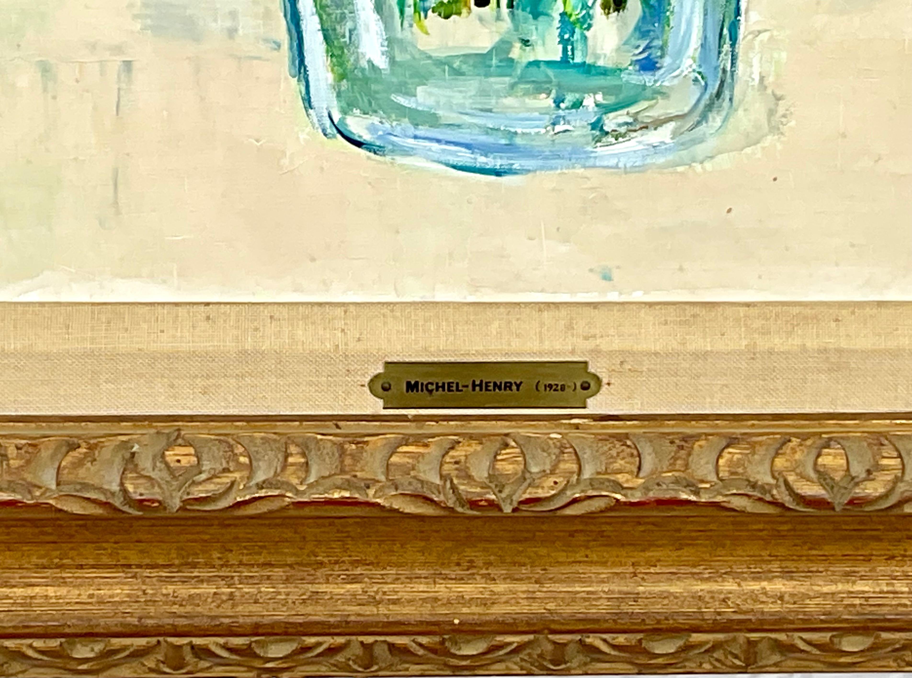 Französischer Impressionist Michel Henry,  Gemälde „Palm Beach Seaside“ im Angebot 1