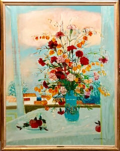 Grande peinture à l'huile "Lanternes D'amore"  par Michel Henry French Modernist