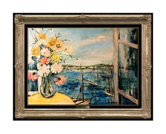 Michel Henry Large Original Oil Painting On Canvas Floral Landscape Signed Art