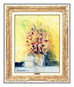 Michel Henry Original Oil Painting On Canvas Floral Still Life Signed Framed Art