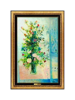 Michel Henry Original Oil Painting on Canvas Signed Floral Still Life Large Art