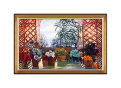 MICHEL HENRY Peinture à l'huile originale sur toile signée Still Life Art HUGE 45 x 76