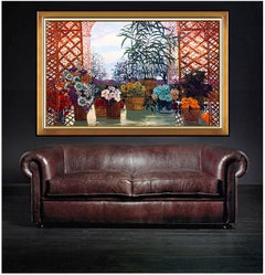 MICHEL HENRY Original Oil Painting on Canvas Signed Still Life Art HUGE 45 x 76