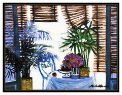 Michel Henry Original Oil Painting On Canvas Signed Still Life Flowers Artwork