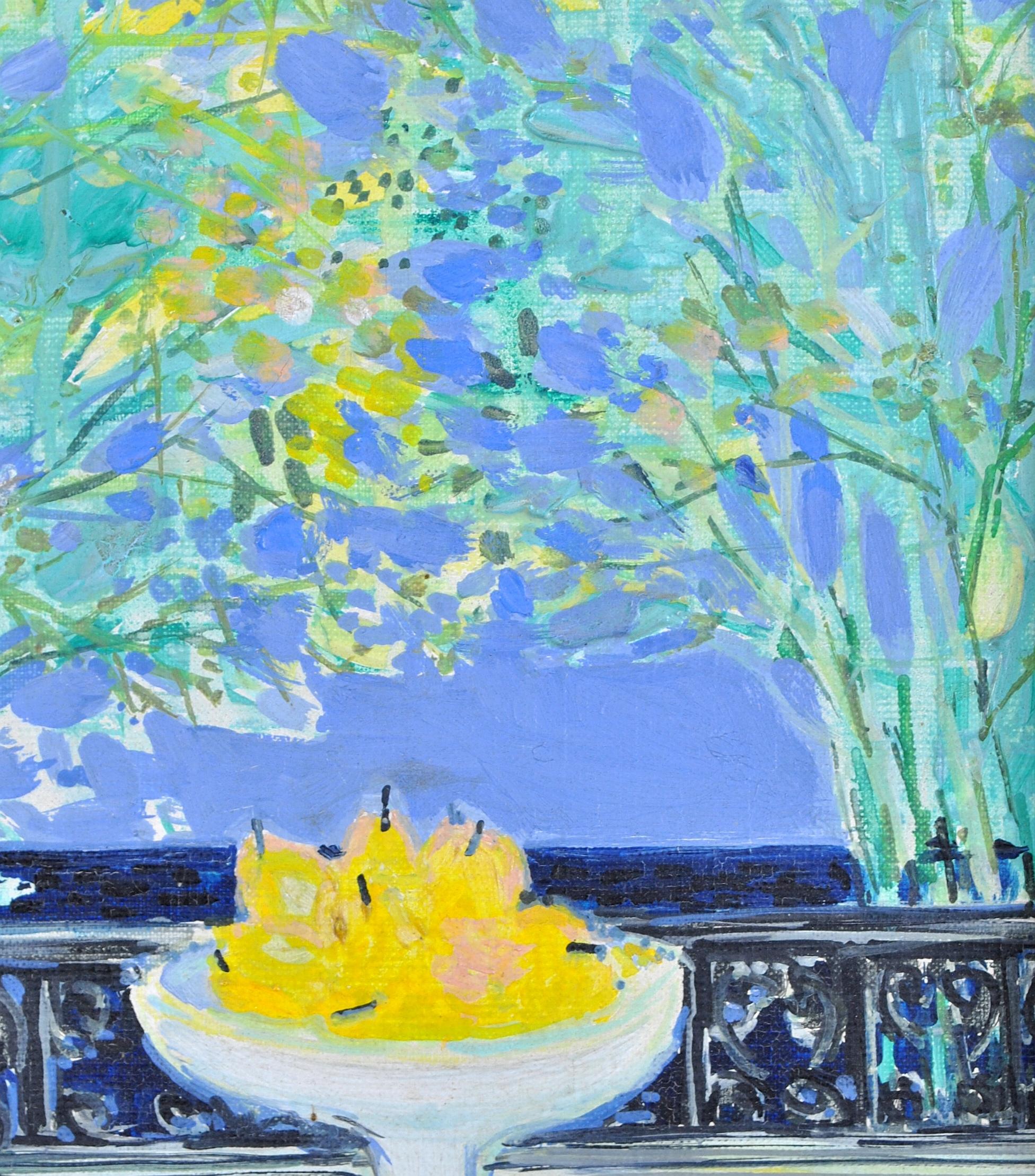 Pears on a Balcony - French Impressionist Still Life Oil on Canvas Painting 2