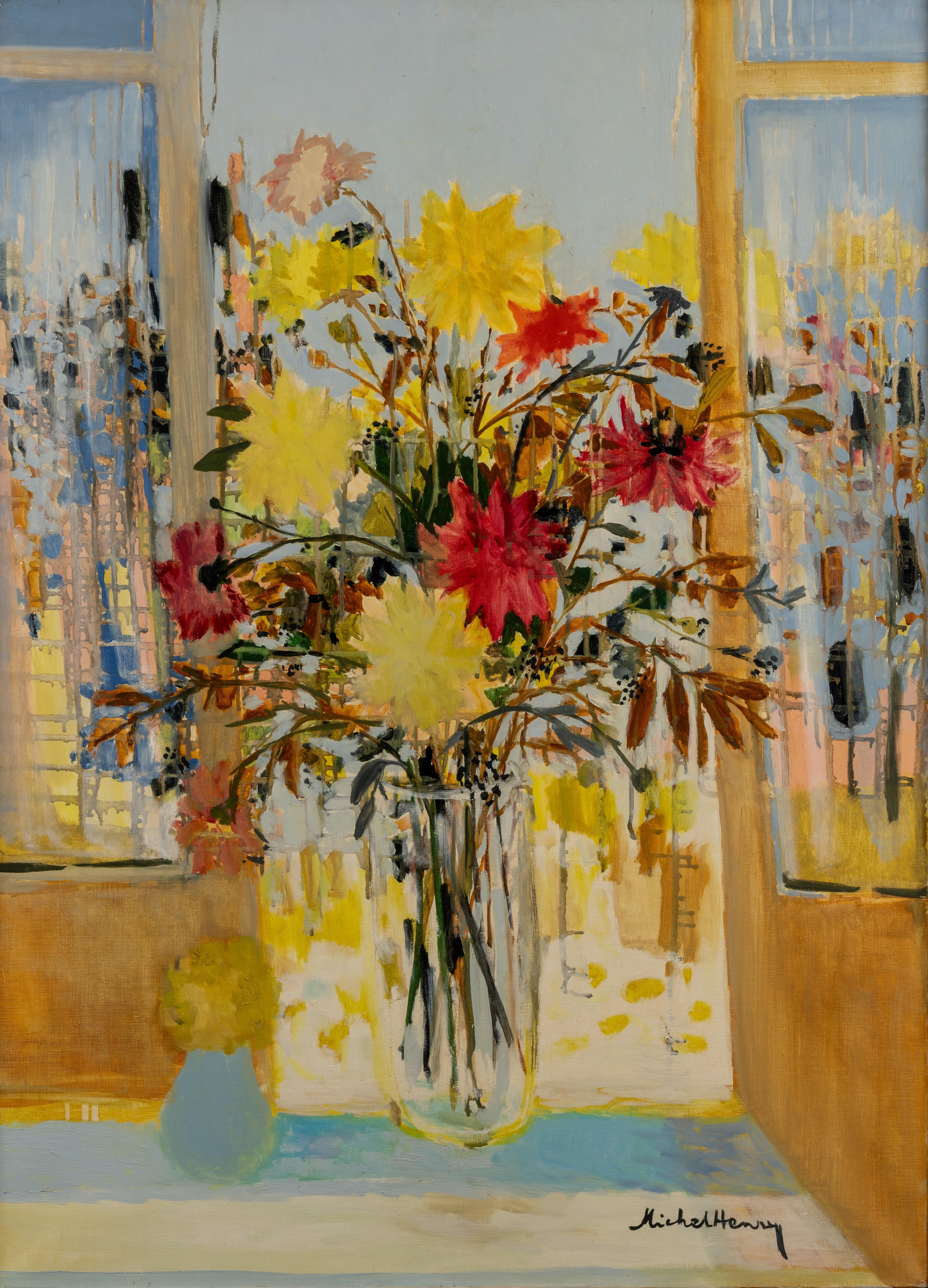 Bodegón con Dalias - Painting de Michel Henry