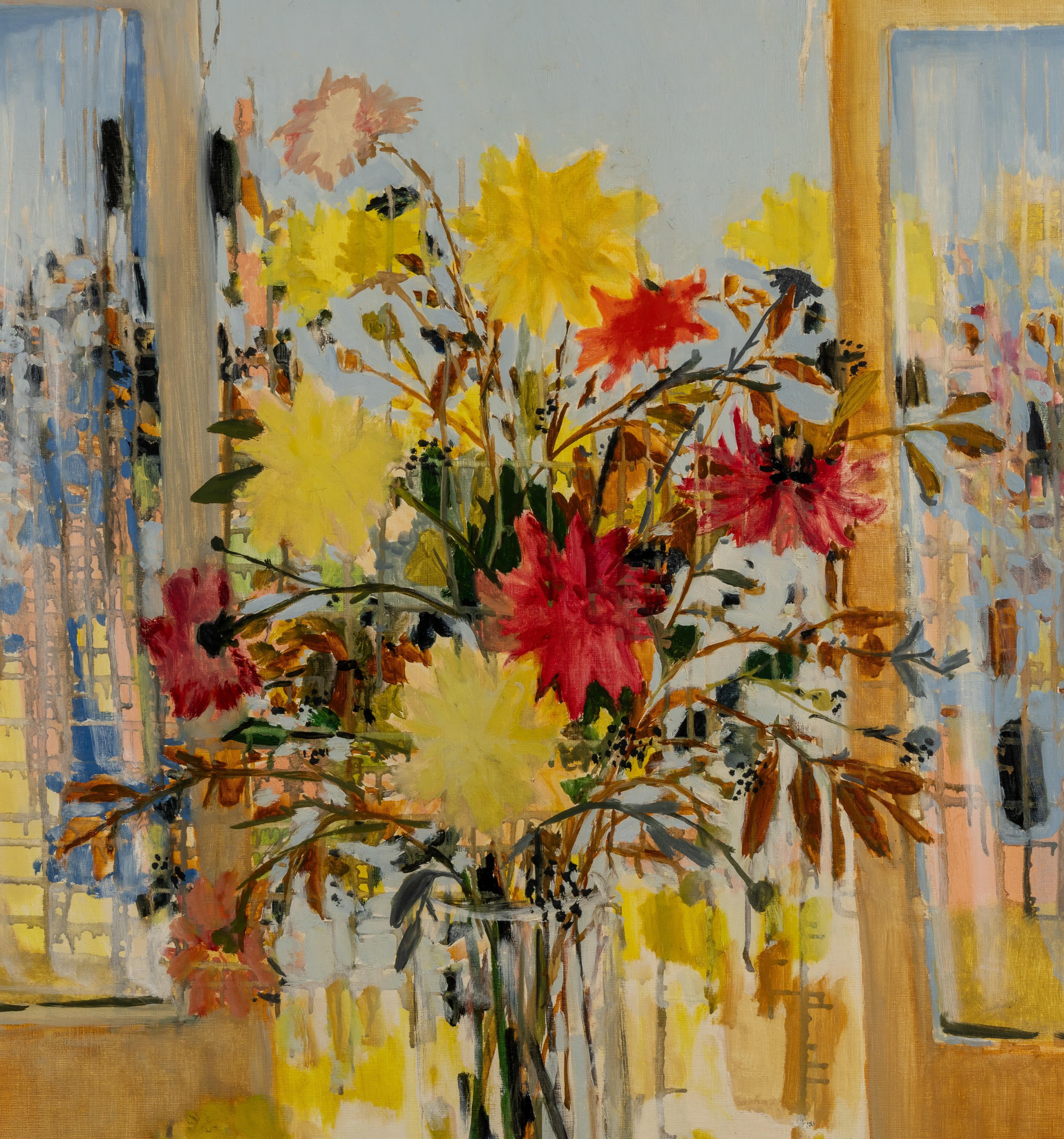 Bodegón con Dalias - Painting Moderno de Michel Henry