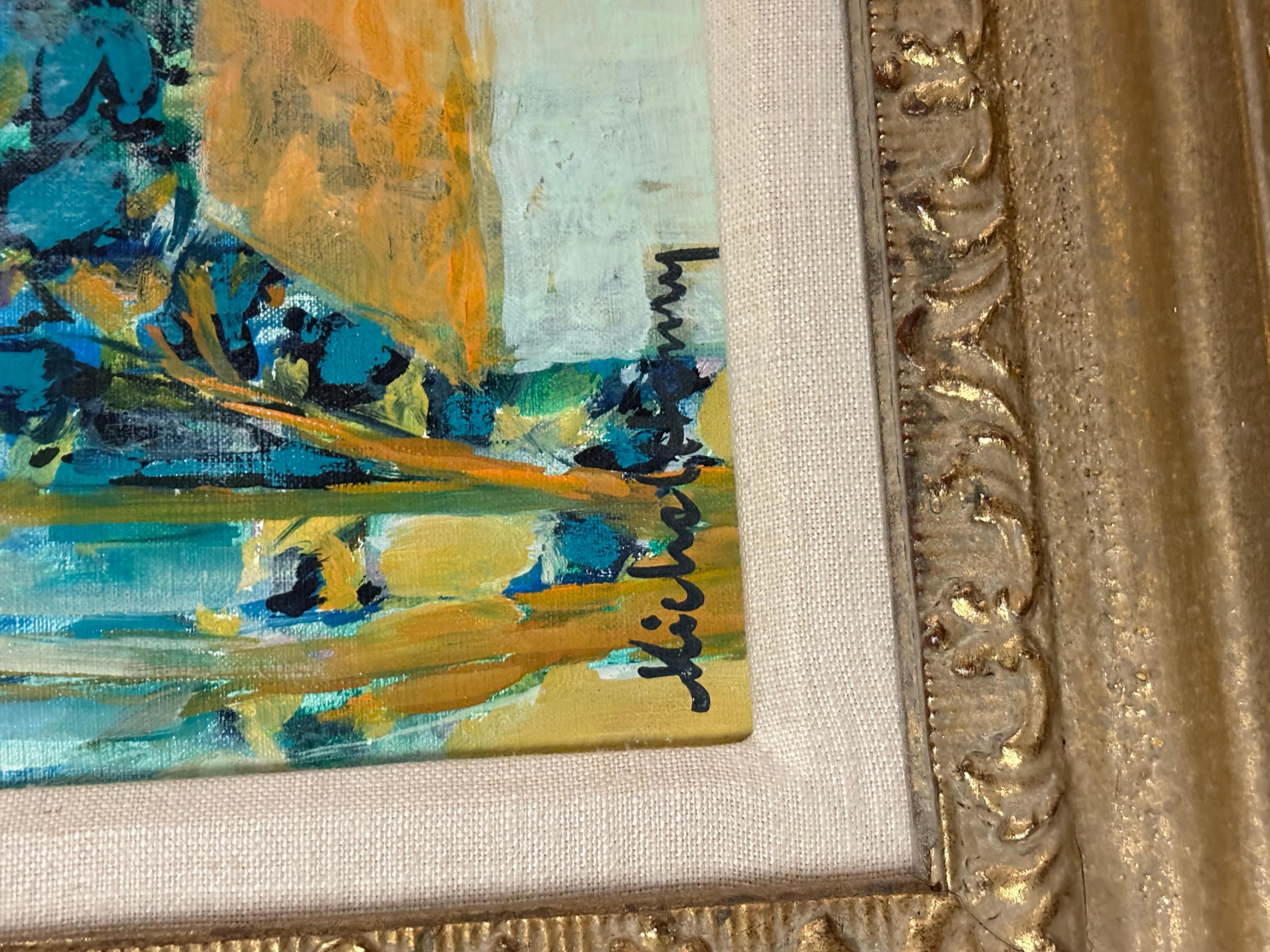 Michel Henry painting original oil on canvas “summer scene”. in good condition measures 25x22