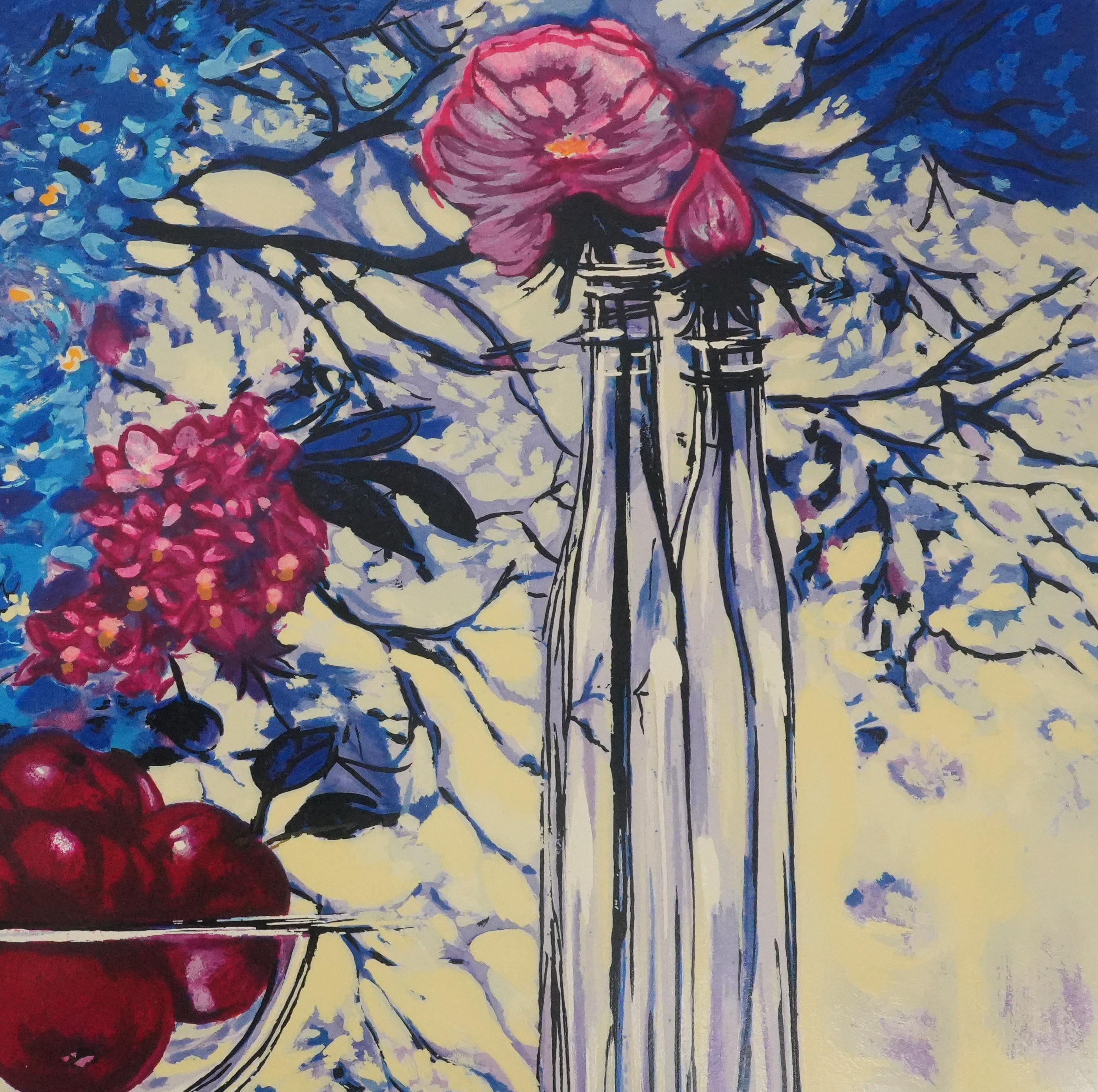 Blue Still Life - Original Handsigned Screenprint For Sale 1