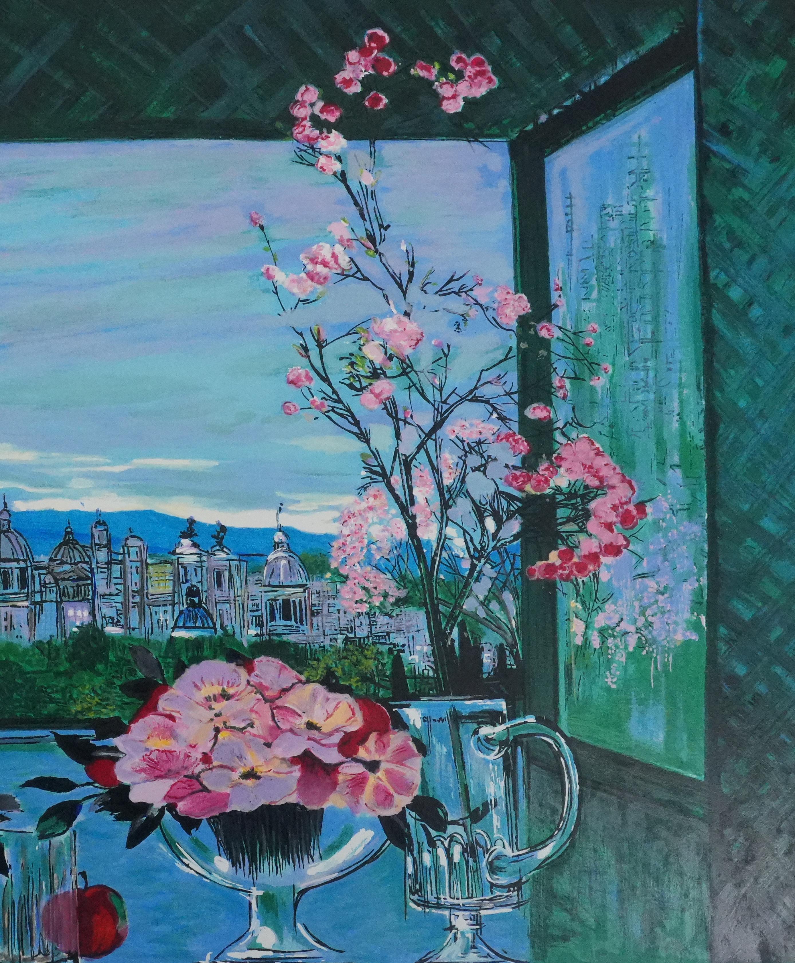 Michel HENRY
Still Life Overlooking the City

Original silkscreen
Handsigned in pencil
Numbered on 250 copies
On vellum 60 x 77 cm (c. 23.6 x 30.3 in)

Excellent condition