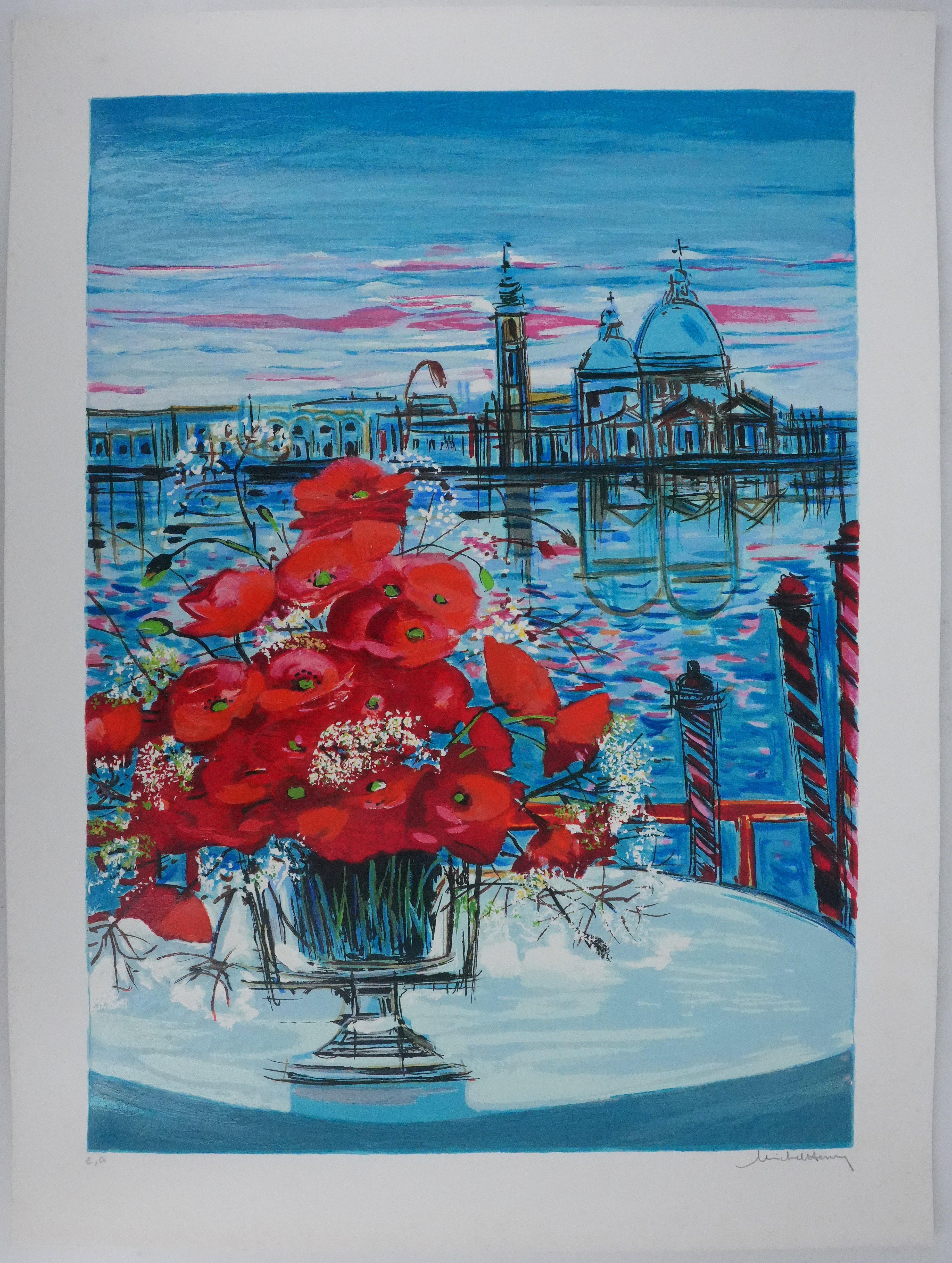 Michel Henry Still-Life Print - The Vase with Poppies - Original Handsigned Screenprint