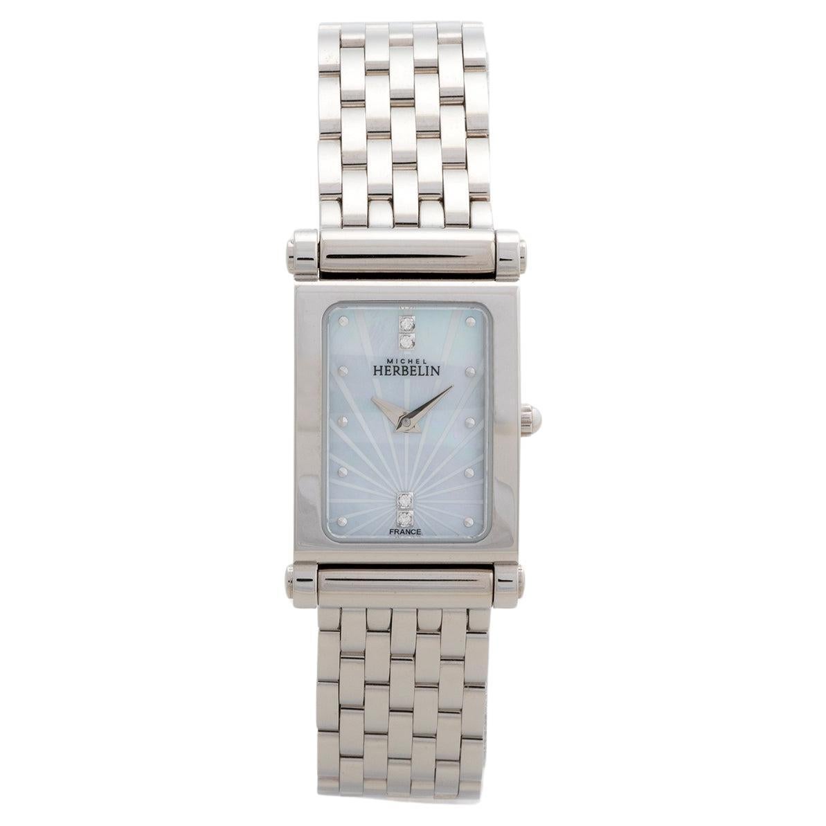 Michel Herbelin Lady Antares Wristwatch Ref 17048. Diamonds / Mother of Pearl.