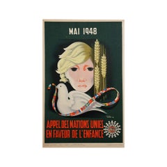 1948 Original poster o promote the United Nations for children UNICEF