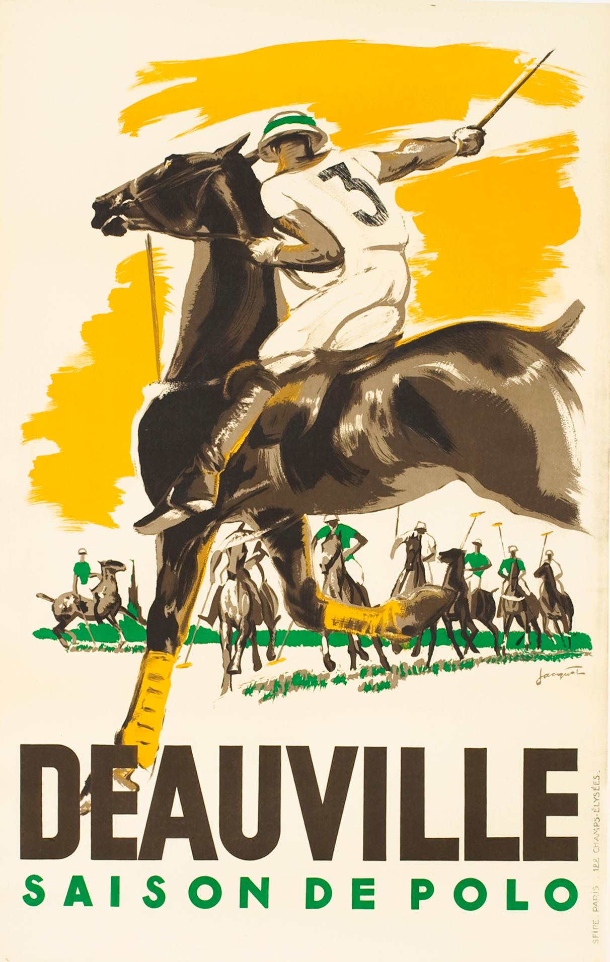 "Deauville - Saison de Polo" Original Vintage Sports Poster 1930s - Print by Michel Jacquot