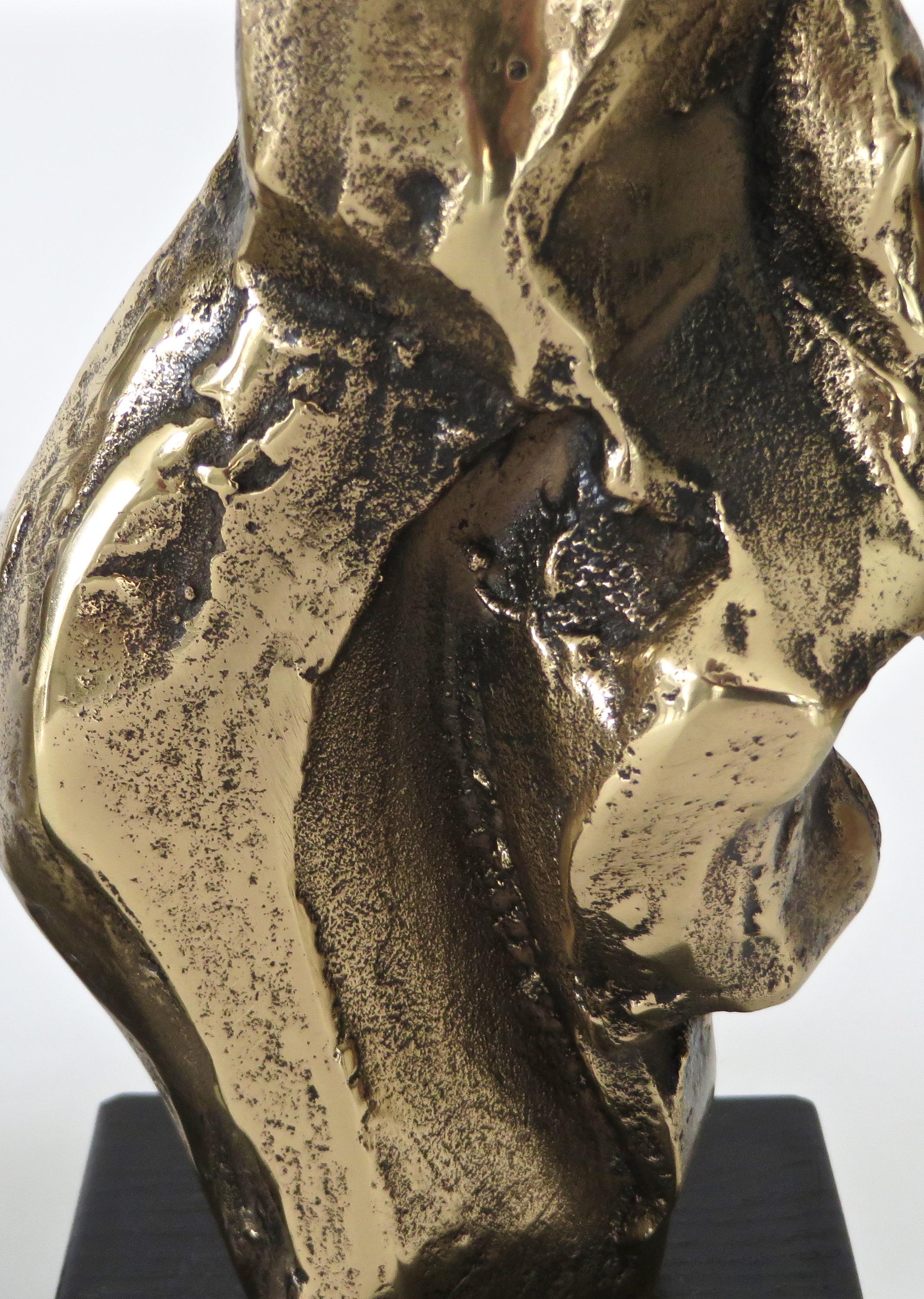 Michel Jaubert French Cast Bronze Sculptural Pair of Table Lamps Signed Jaubert 5