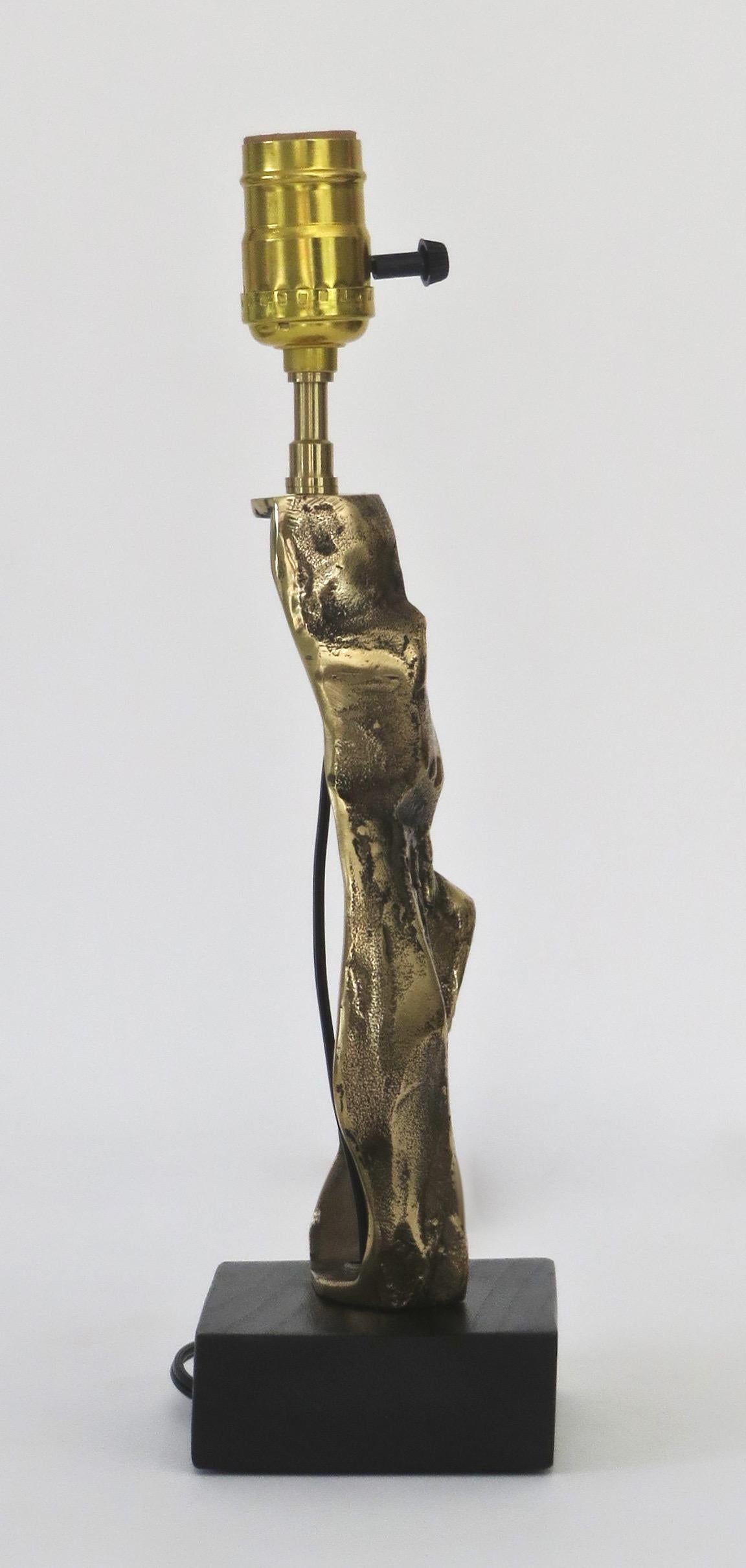 Michel Jaubert French Cast Bronze Sculptural Pair of Table Lamps Signed Jaubert 1