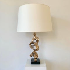 Michel Jaubert Skulpturale Bronze-Tischlampe, um 1975, Frankreich