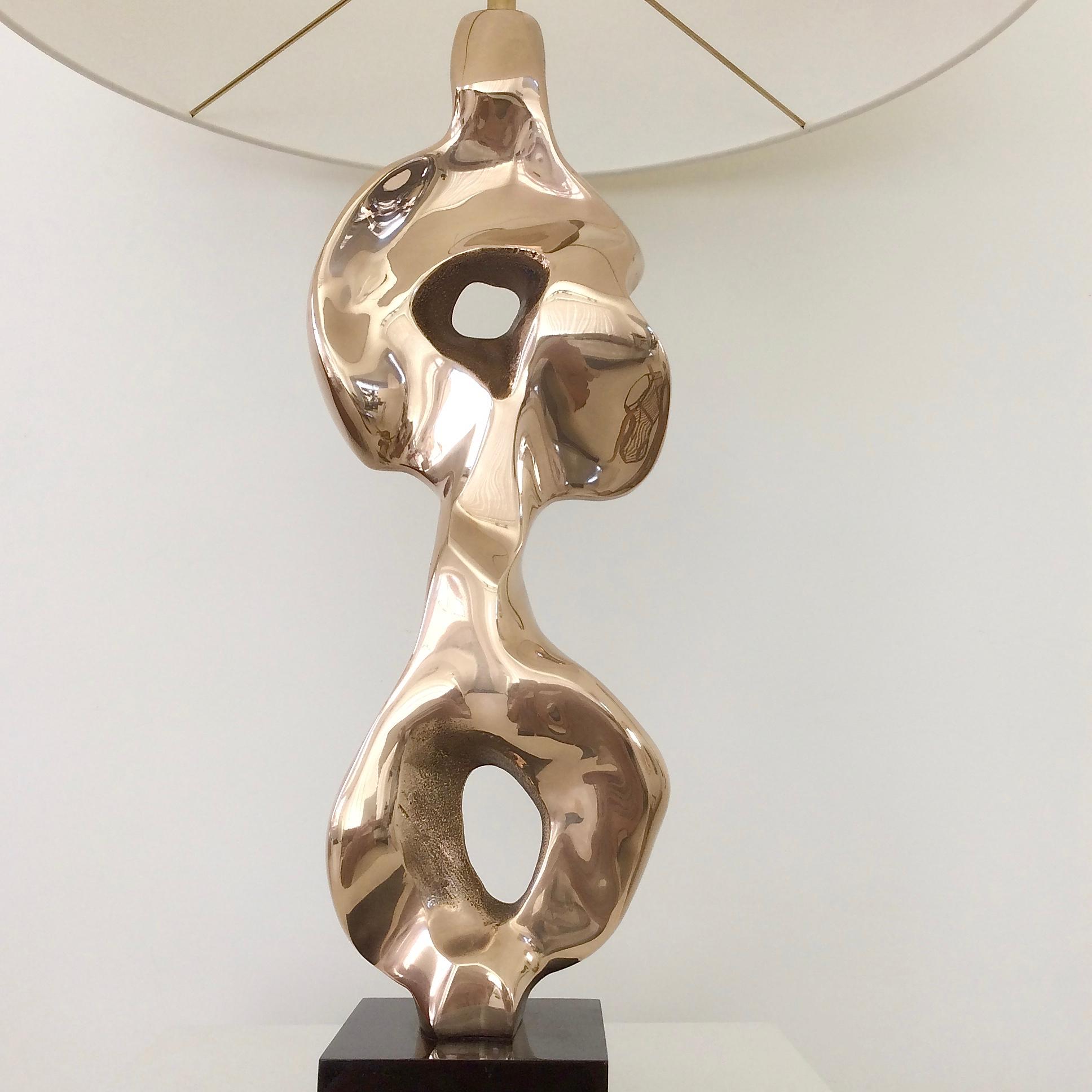 French Michel Jaubert Sculptural Bronze Table Lamp, circa 1975, France