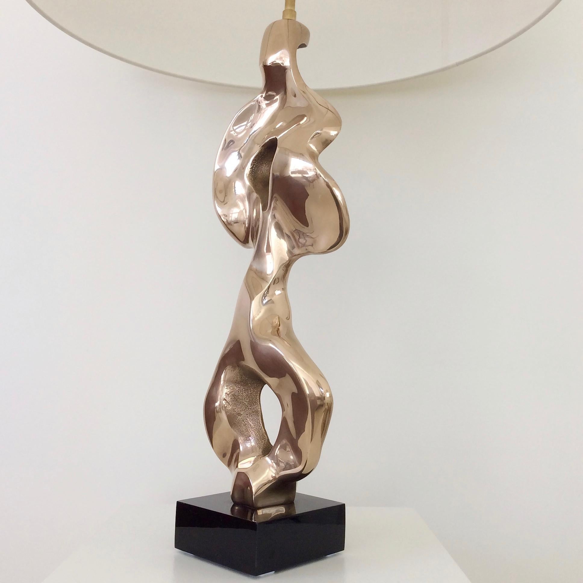 Fabric Michel Jaubert Sculptural Bronze Table Lamp, circa 1975, France