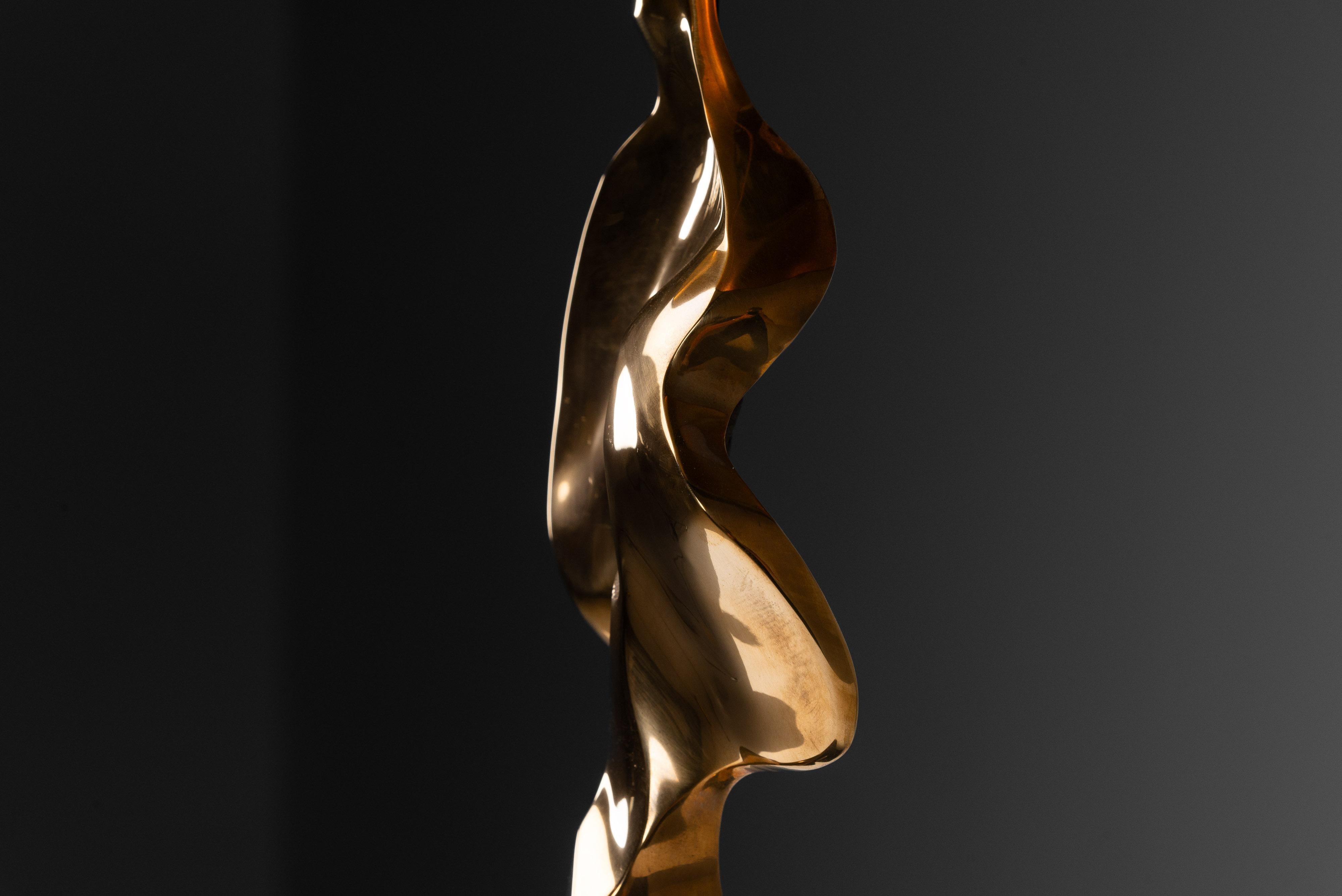 Bronze Michel Jaubert sculptural table lamp France 1970 For Sale