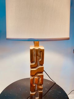 Michel Jaubert Signed French Tall Cast Bronze Sculptural Table Lamp