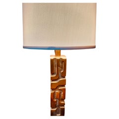 Michel Jaubert Signed French Tall Cast Bronze Sculptural Table Lamp