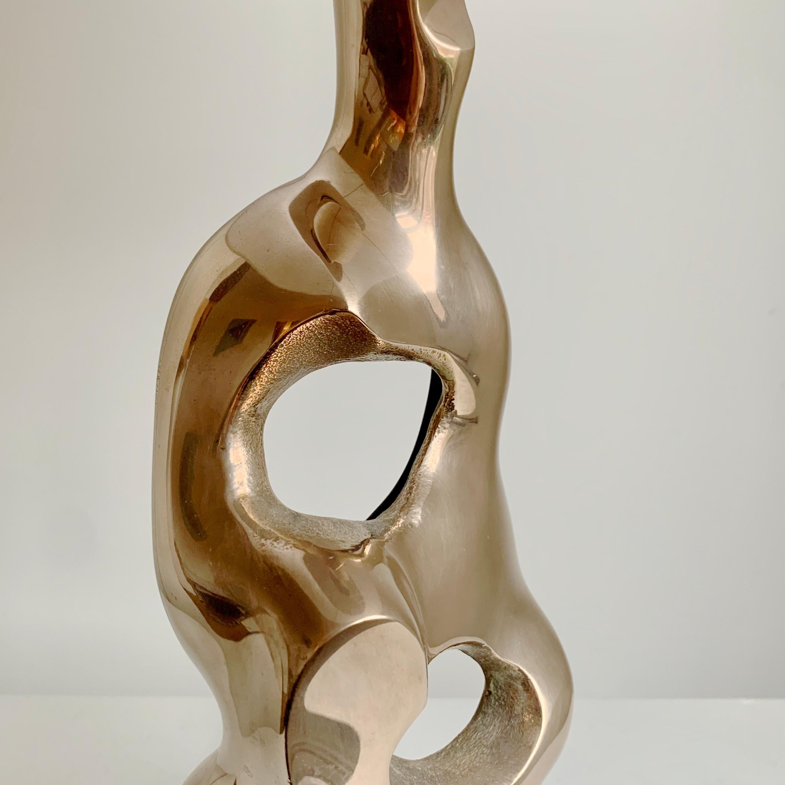 Michel Jaubert Signed Sculptural Bronze Table Lamp, circa 1975, France For Sale 3