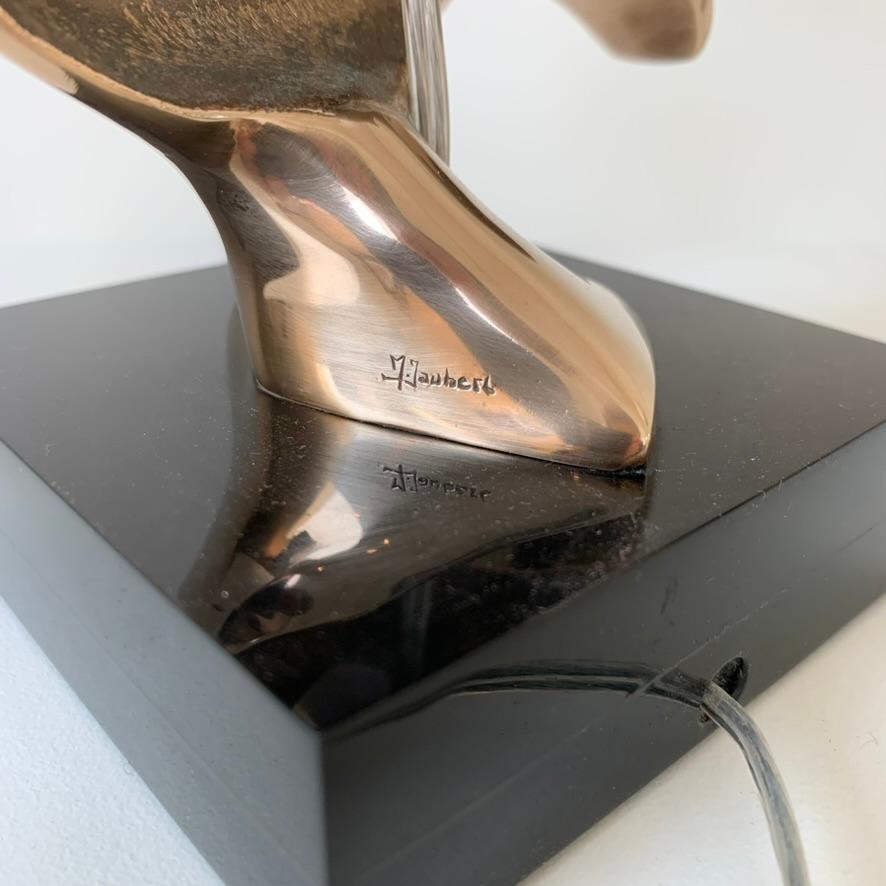 Michel Jaubert Signed Sculptural Bronze Table Lamp, circa 1975, France For Sale 3