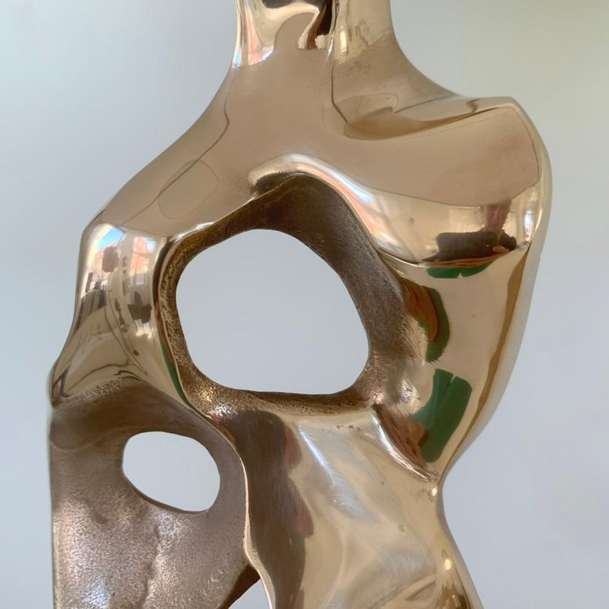 Michel Jaubert Signed Sculptural Bronze Table Lamp, circa 1975, France For Sale 4