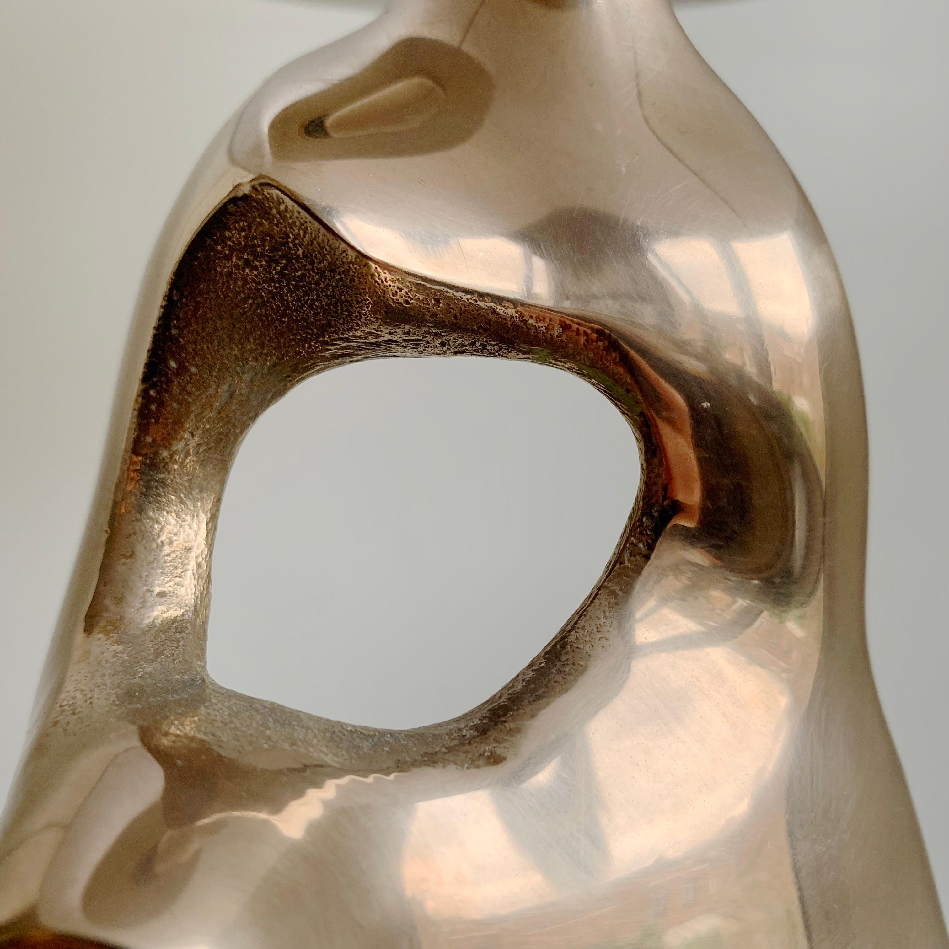 Lampe de table en bronze sculpturale signée Michel Jaubert, vers 1975, France en vente 6