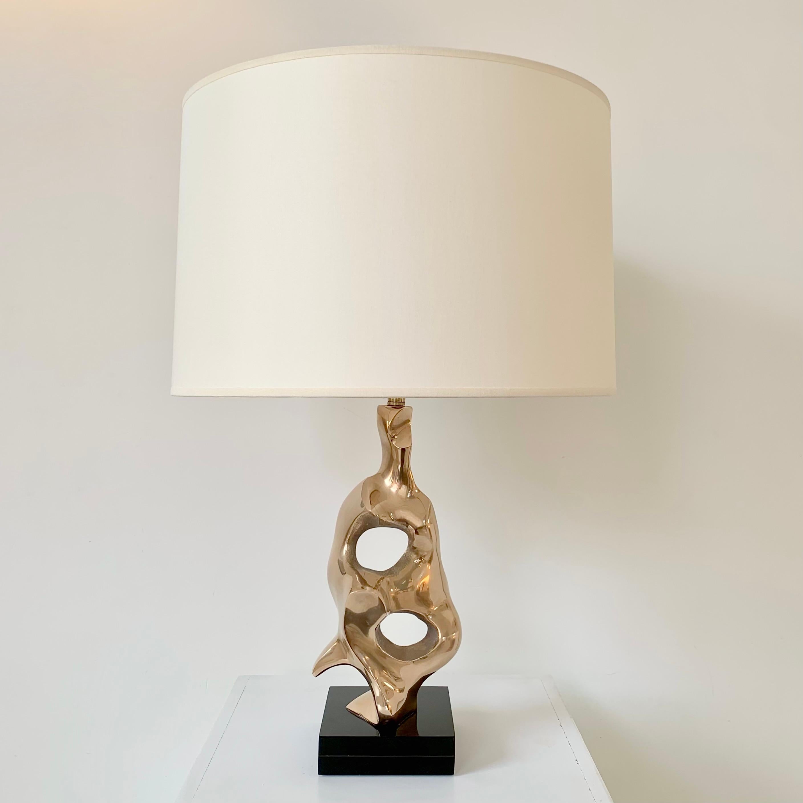 Michel Jaubert Signed Sculptural Bronze Table Lamp, circa 1975, France For Sale 7