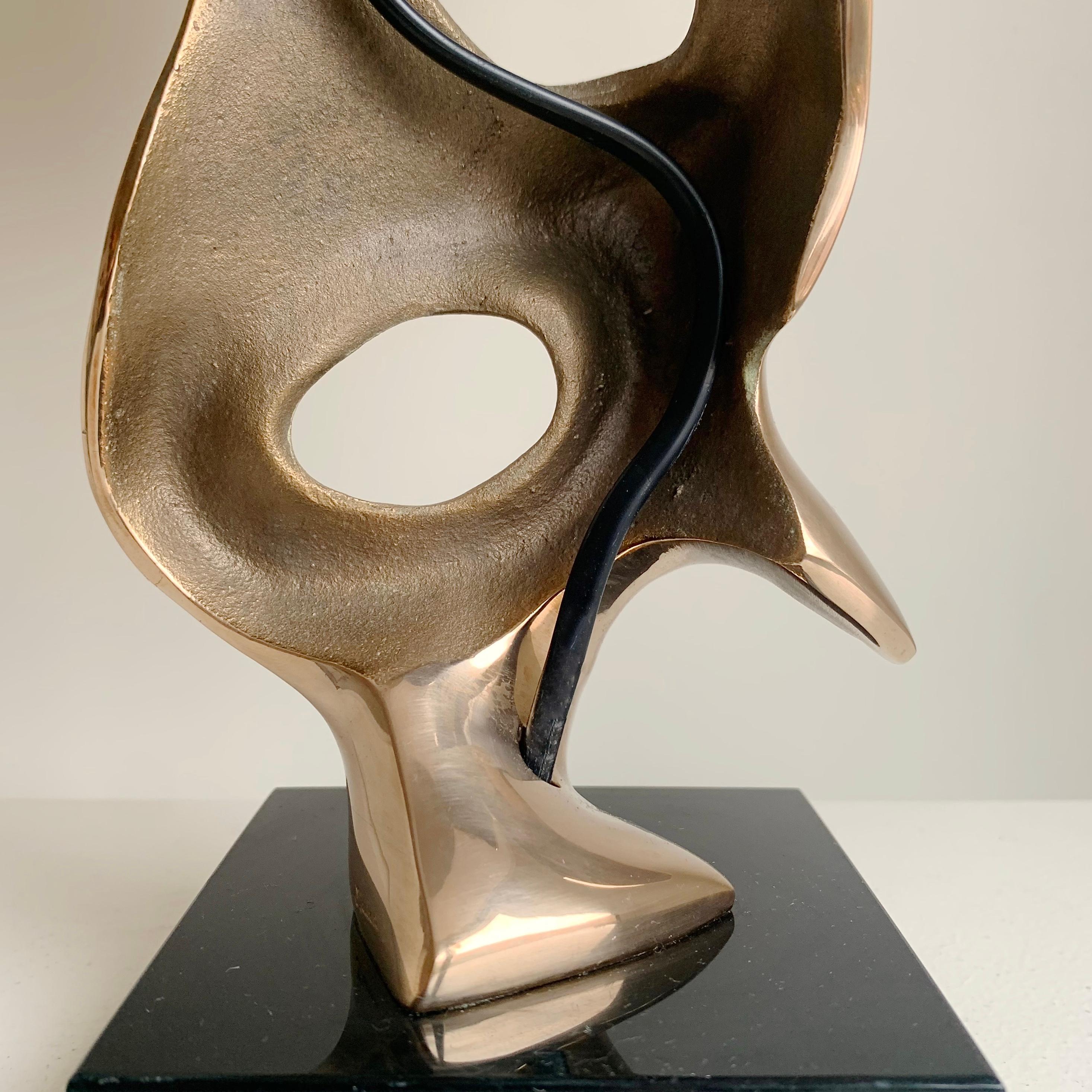 Michel Jaubert Signed Sculptural Bronze Table Lamp, circa 1975, France For Sale 12