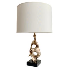 Michel Jaubert Signed Sculptural Bronze Table Lamp, circa 1975, France