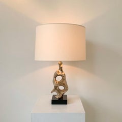 Lampe de table en bronze sculpturale signée Michel Jaubert, vers 1975, France