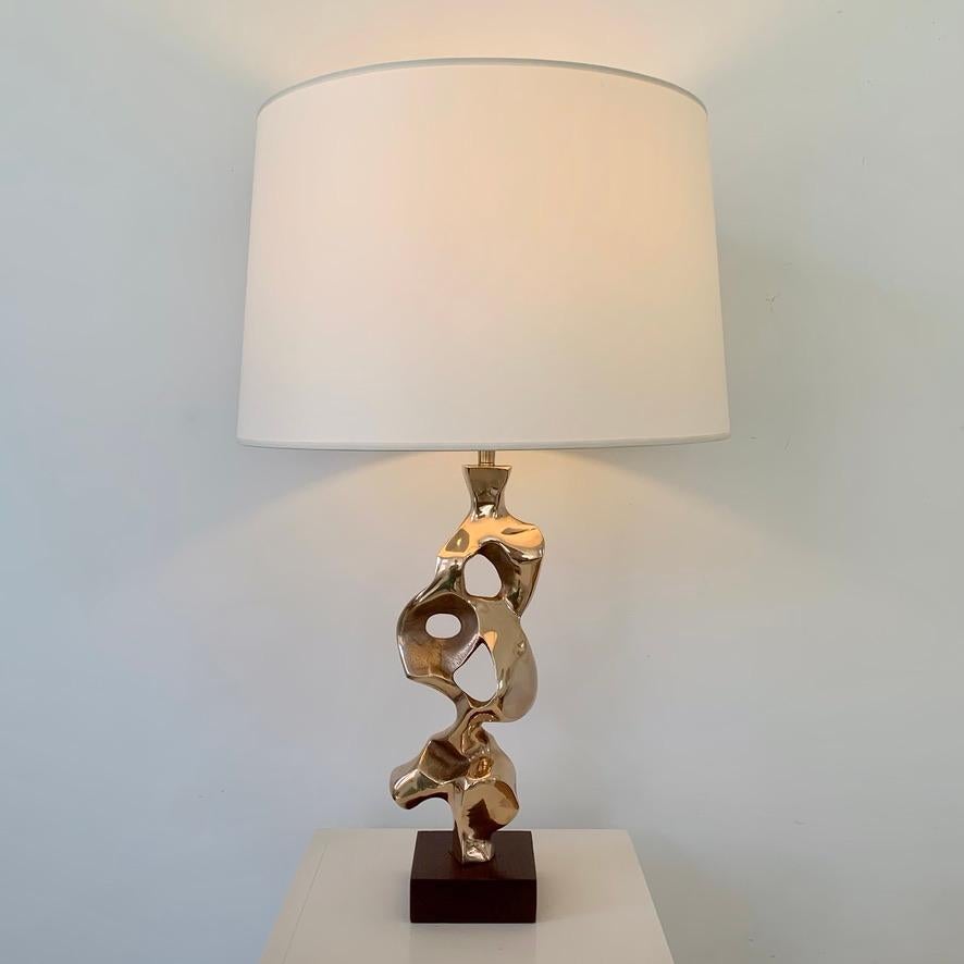 Michel Jaubert Signed Sculptural Bronze Table Lamp, circa 1975, France In Good Condition For Sale In Brussels, BE