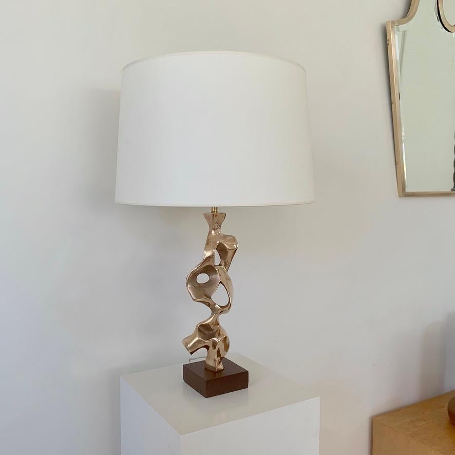 Michel Jaubert Signed Sculptural Bronze Table Lamp, circa 1975, France For Sale 1