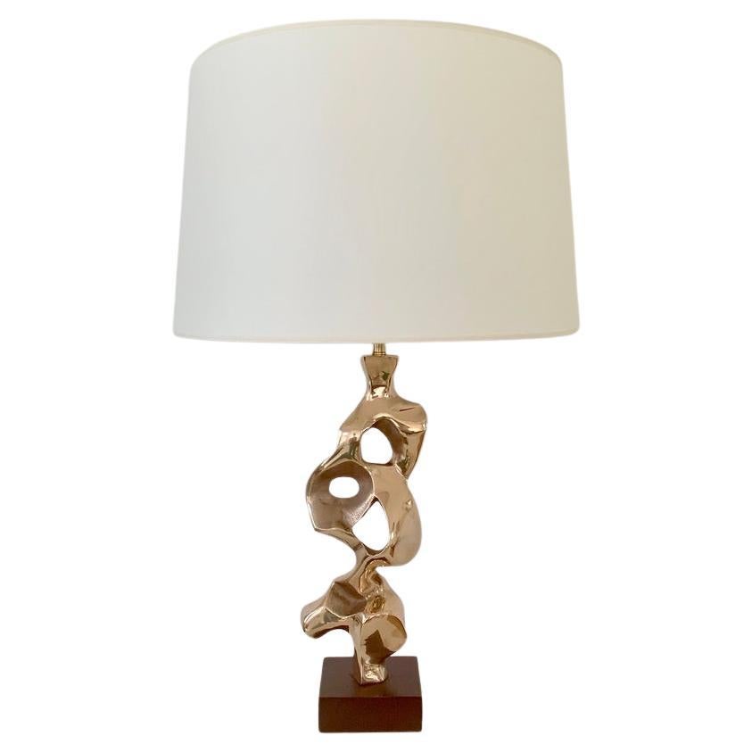 Lampada da tavolo scultorea in bronzo firmata Michel Jaubert, 1975 circa, Francia
