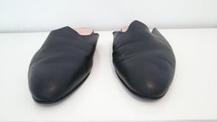 Michel Klein Black Leather Slippers for Home. Size 9B