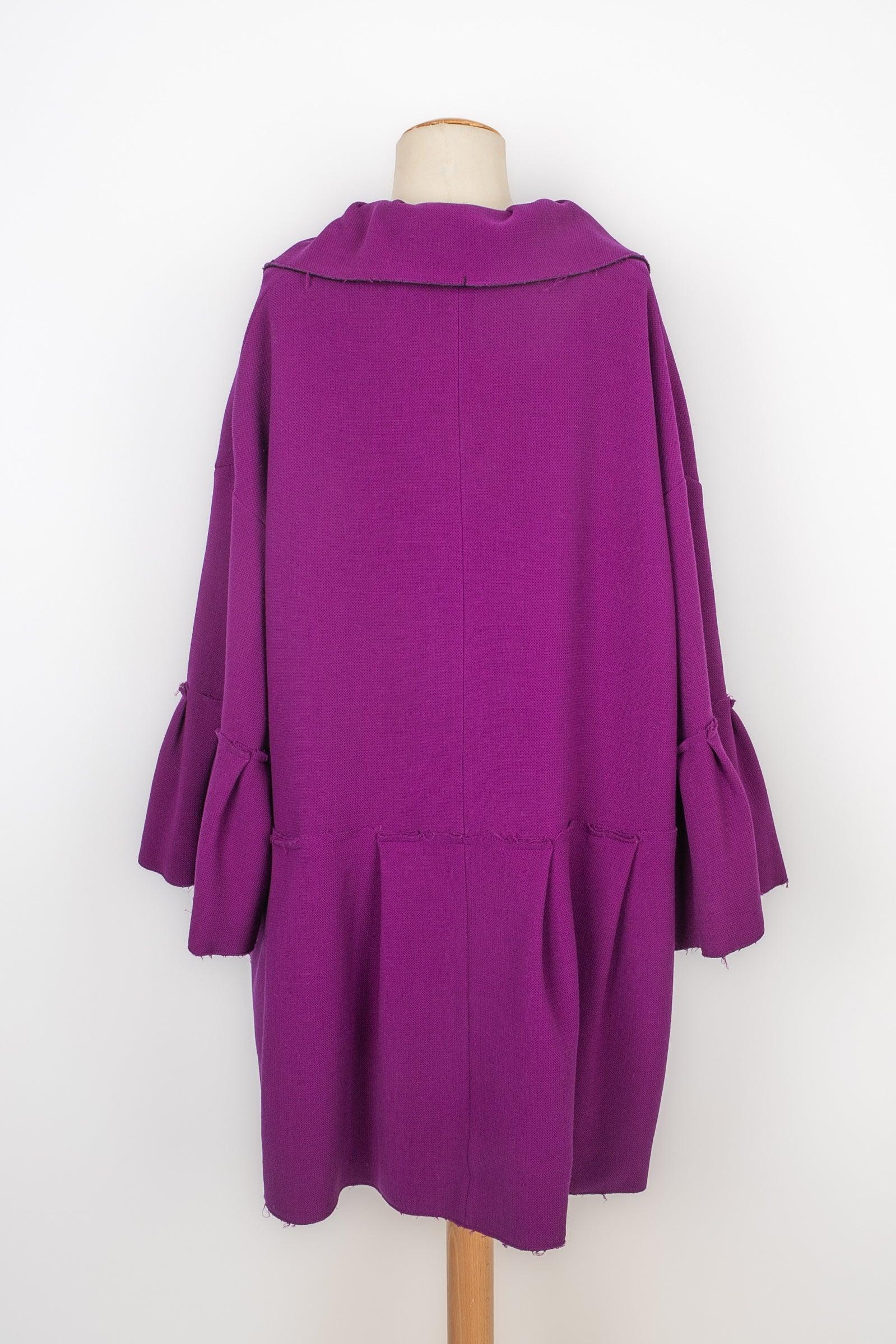 Gray Michel Klein Purple Blended Wool Coat For Sale