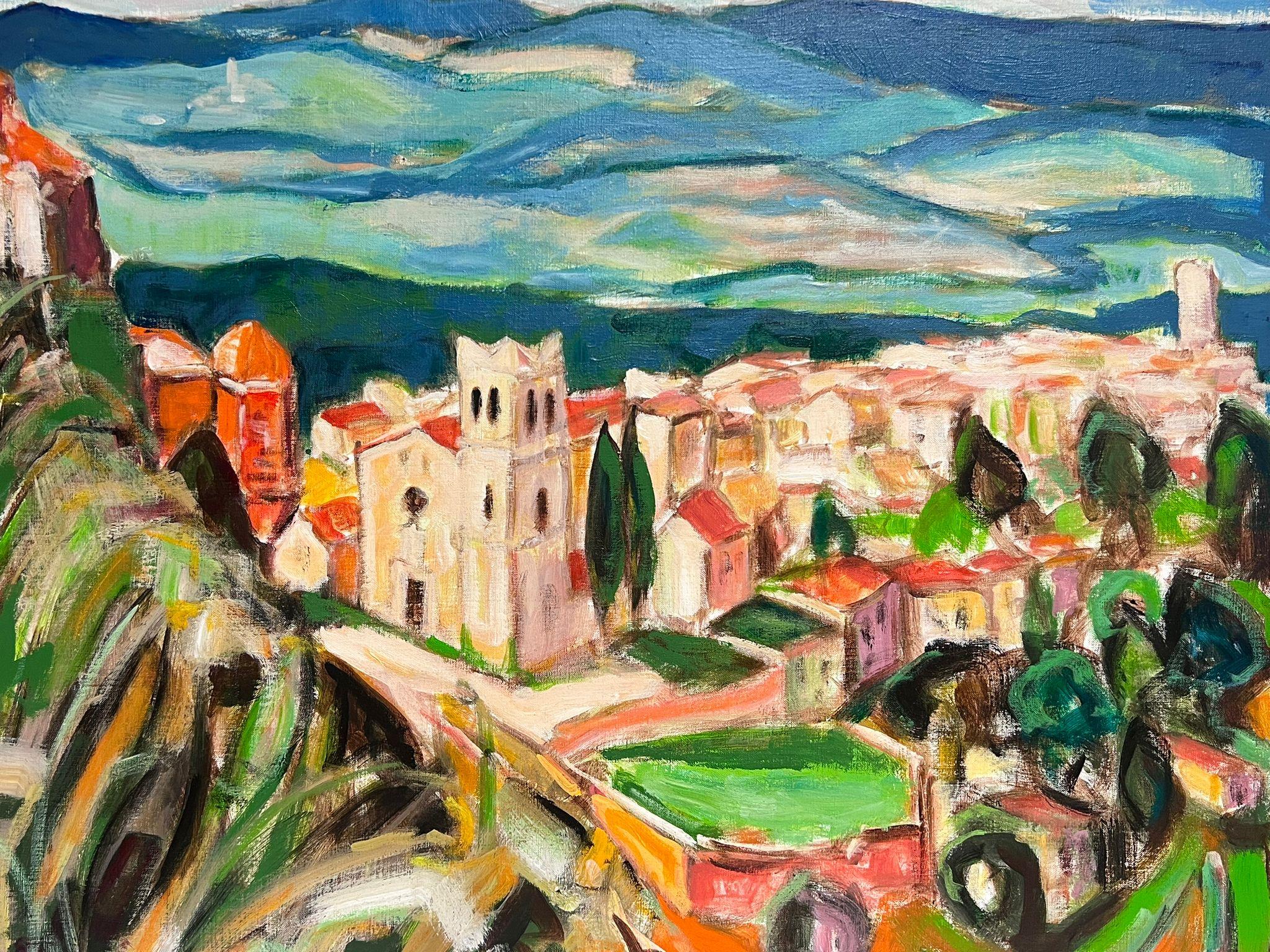 1960's Dramatic Provencal Colorful Landscape French Modernist Oil Painting  For Sale 1