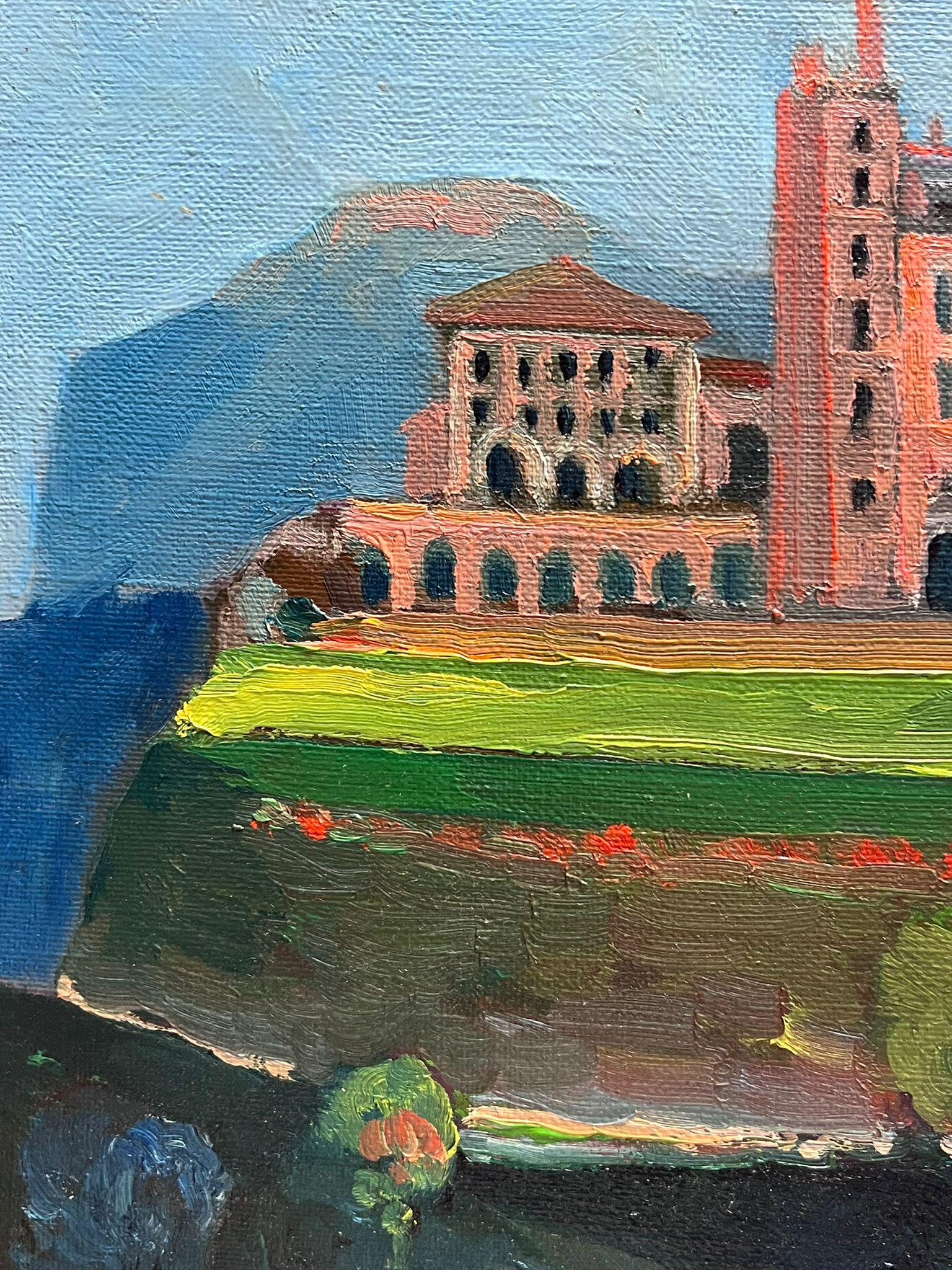 Französischer Impressionist Signiertes Öl Schlossgebäude in Landschaft – Painting von Michel Kritz