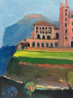 Französischer Impressionist Signiertes Öl Schlossgebäude in Landschaft