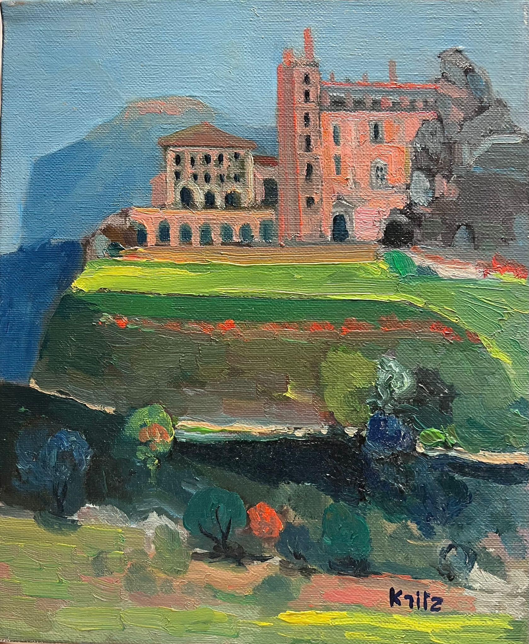 Französischer Impressionist Signiertes Öl Schlossgebäude in Landschaft (Impressionismus), Painting, von Michel Kritz